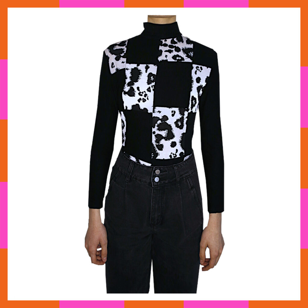 Vêtement à col roulé automne hiver, manche longue, damier Pollock, tailles 36-38
