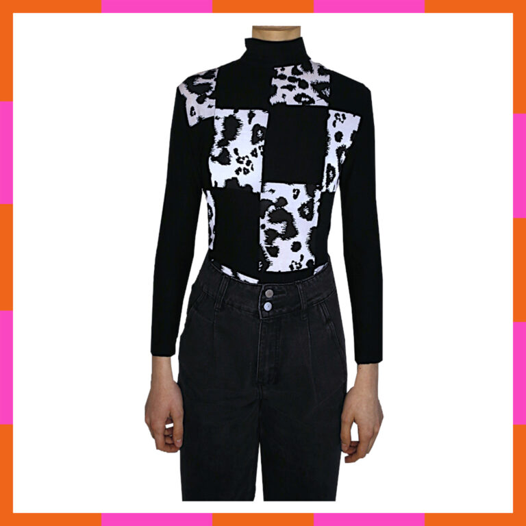 Vêtement à col roulé automne hiver, manche longue, damier Pollock, tailles 36-38