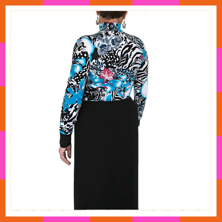 Vêtement à col roulé automne hiver, manche longue, motifs zèbre et fleurs, taille 42