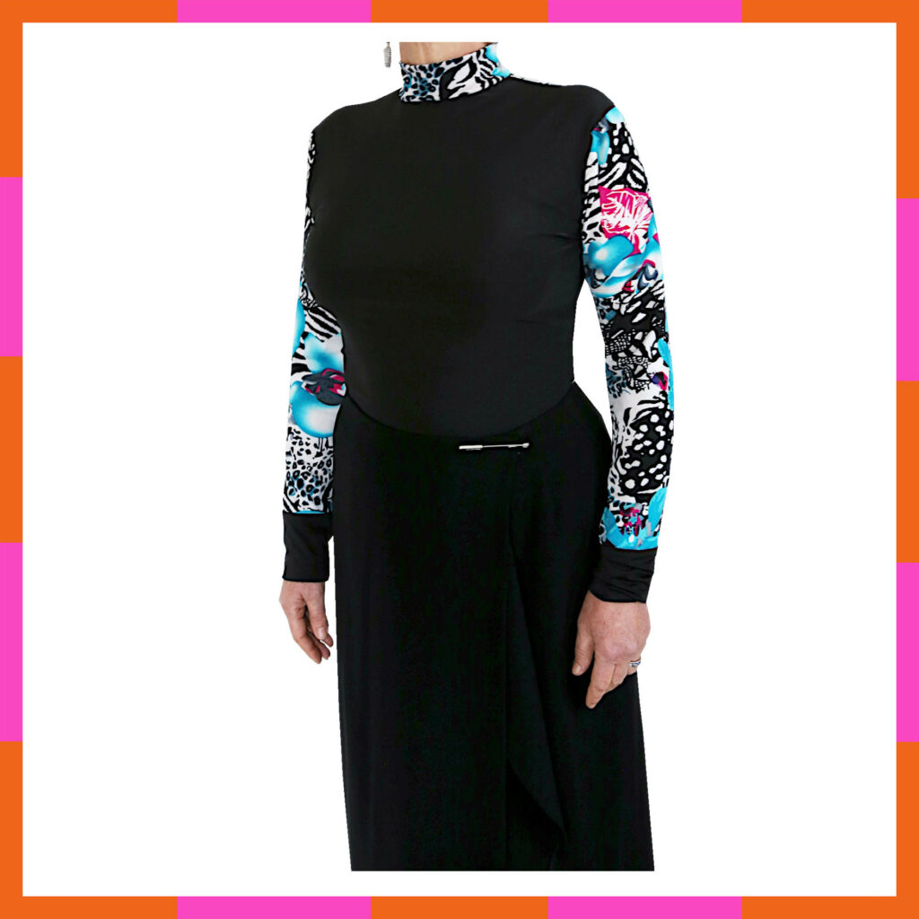 Vêtement à col roulé automne hiver, manche longue, motifs zèbre et fleurs, taille 42